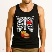Halloween Dad Skeleton Pregnancy Hamburger Fries Xray Funny Tank Top thumb 3