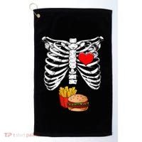 Halloween Dad Skeleton Pregnancy Hamburger Fries Xray Funny Golf Towel thumb 0