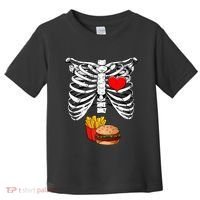 Halloween Dad Skeleton Pregnancy Hamburger Fries Xray Funny Toddler T-Shirt thumb 0