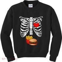 Halloween Dad Skeleton Pregnancy Hamburger Fries Xray Funny Kids Sweatshirt thumb 0