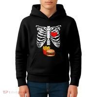 Halloween Dad Skeleton Pregnancy Hamburger Fries Xray Funny Kids Hoodie thumb 4