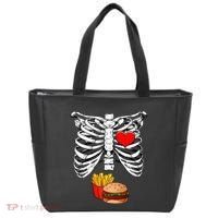 Halloween Dad Skeleton Pregnancy Hamburger Fries Xray Funny Tote Bag thumb 0
