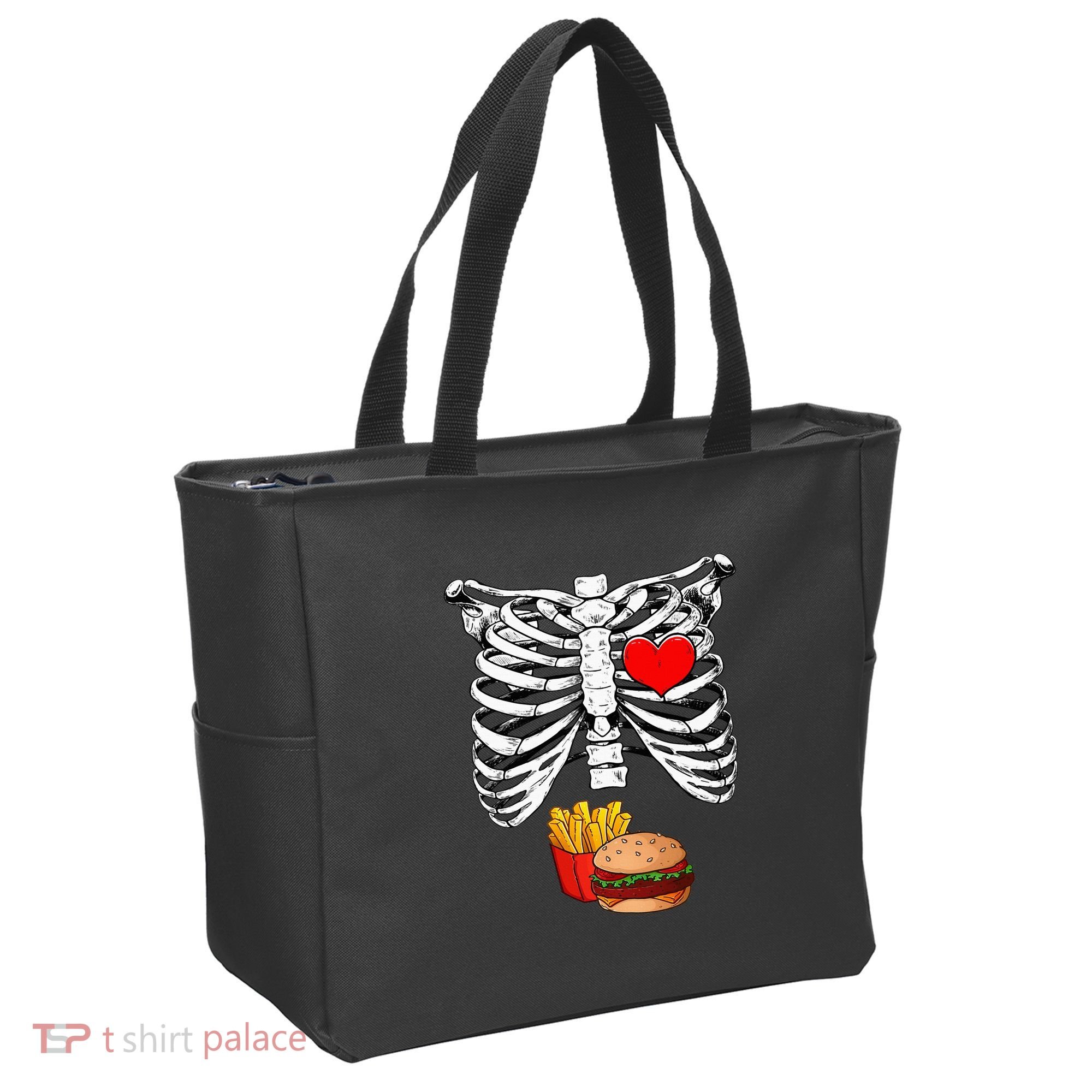 Halloween Dad Skeleton Pregnancy Hamburger Fries Xray Funny Tote Bag