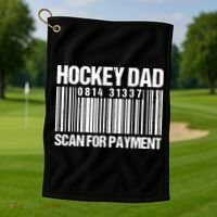 Hockey Dad Scan For Payment Barcode Hockey Dad Golf Towel thumb 1