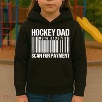 Hockey Dad Scan For Payment Barcode Hockey Dad Kids Hoodie thumb 3