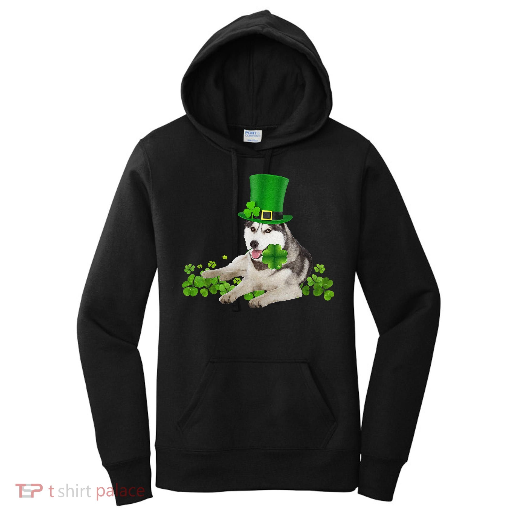 Husky Dog Shamrock St. Patrick's Day Saint Paddy's Irish Women's Hoodie