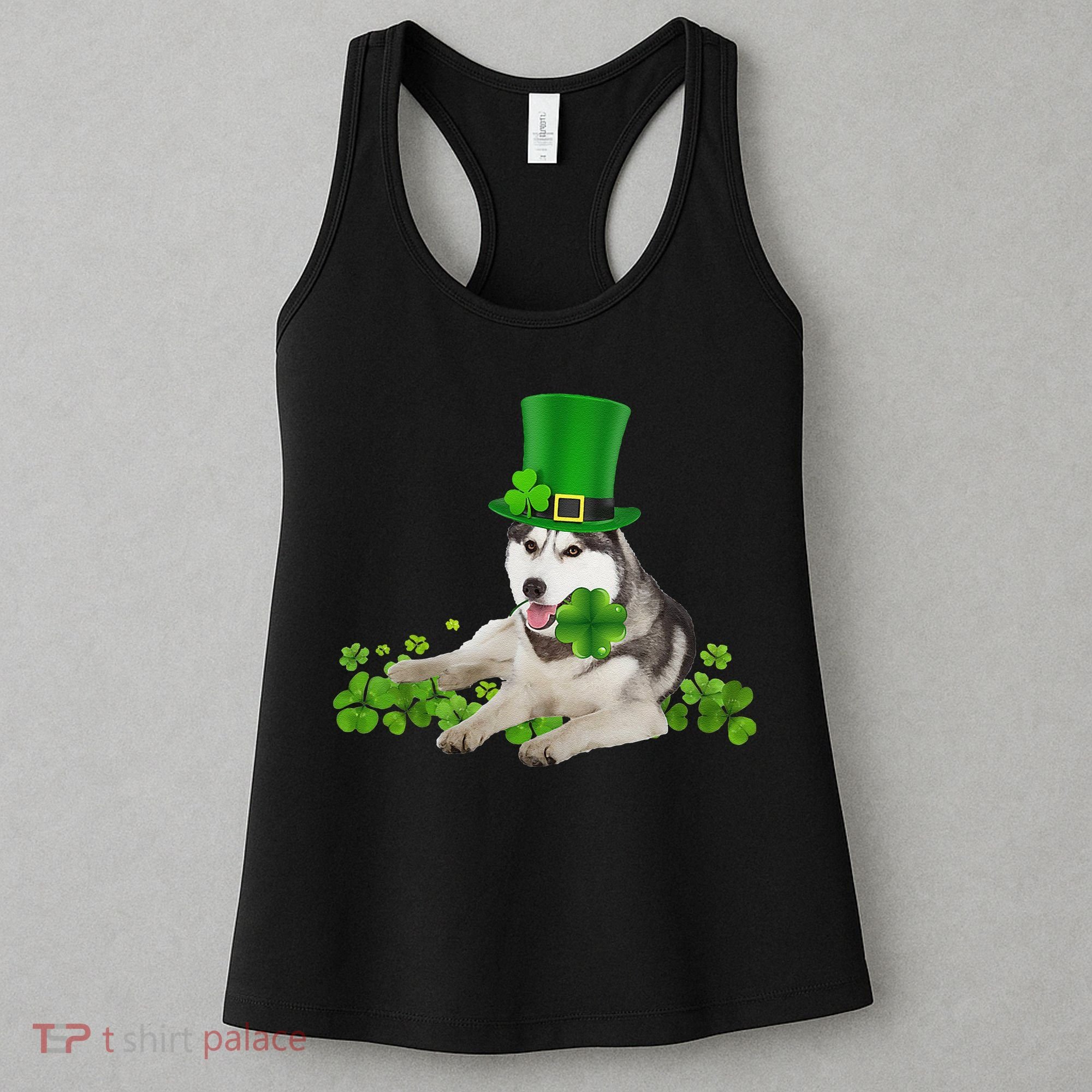 Husky Dog Shamrock St. Patrick's Day Saint Paddy's Irish Women's Tank Top