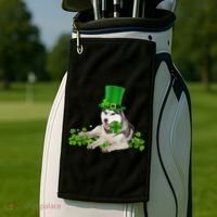 Husky Dog Shamrock St. Patrick's Day Saint Paddy's Irish Golf Towel thumb 2
