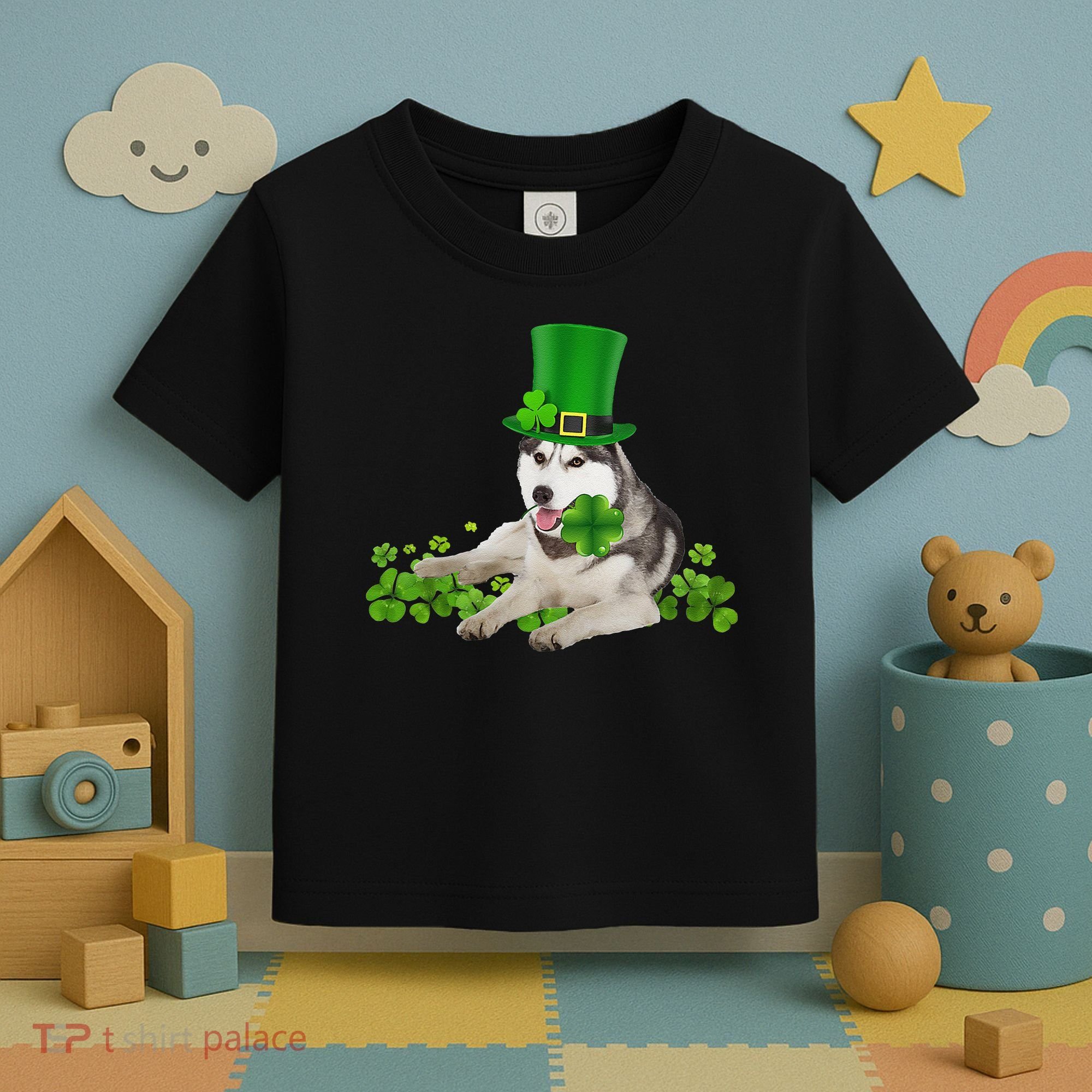 Husky Dog Shamrock St. Patrick's Day Saint Paddy's Irish Toddler T-Shirt