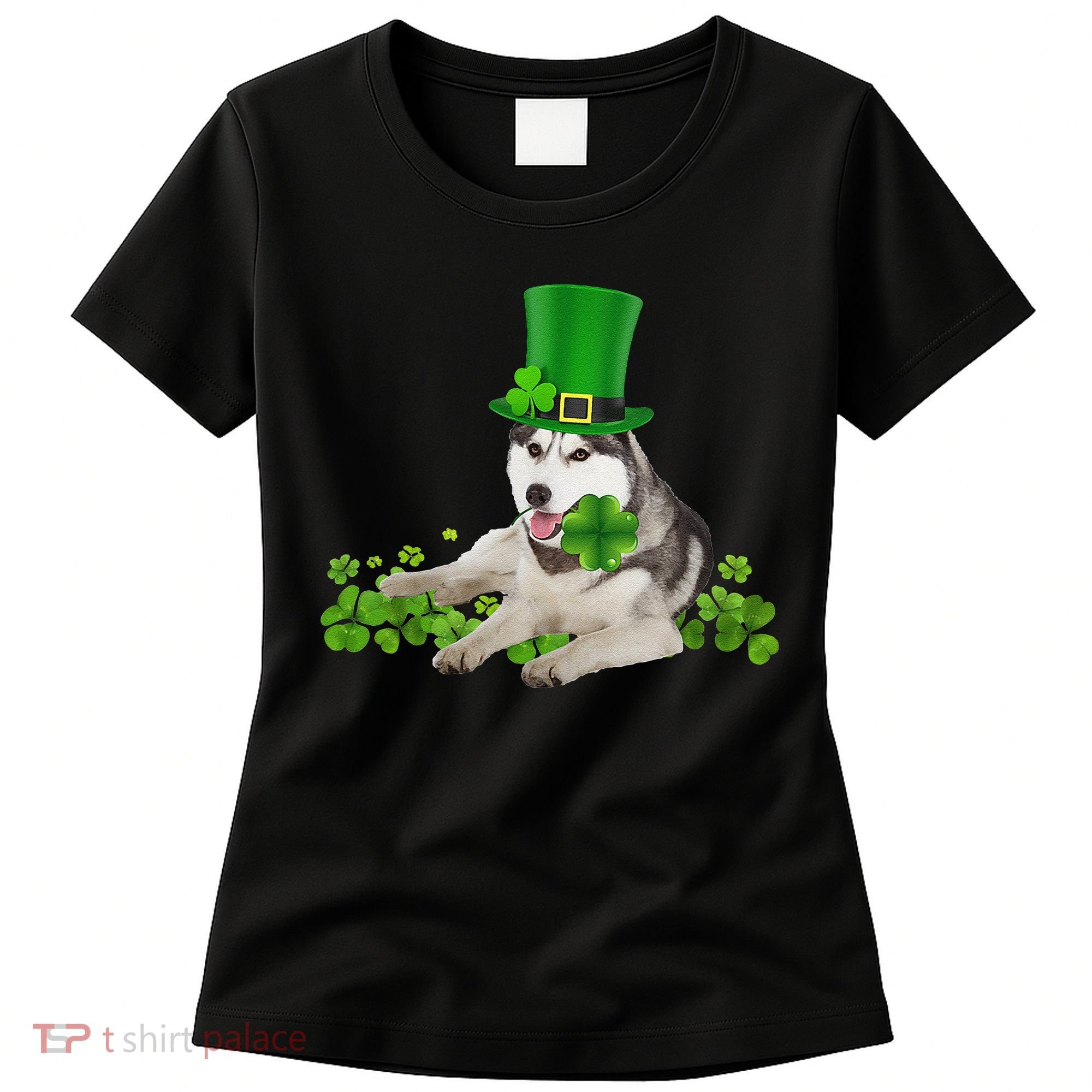 Husky Dog Shamrock St. Patrick's Day Saint Paddy's Irish Women's T-Shirt