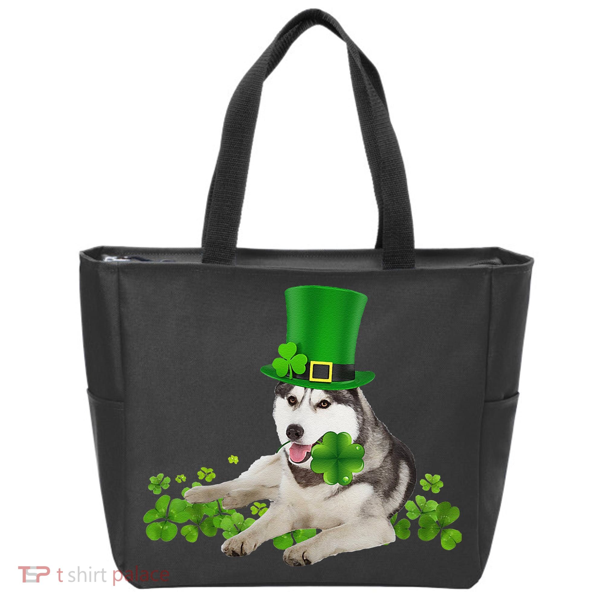 Husky Dog Shamrock St. Patrick's Day Saint Paddy's Irish Tote Bag