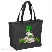 Husky Dog Shamrock St. Patrick's Day Saint Paddy's Irish Tote Bag thumb 2