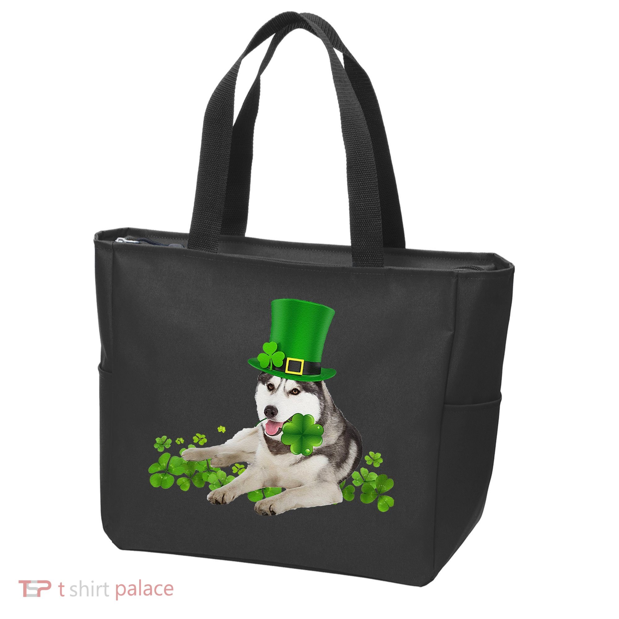 Husky Dog Shamrock St. Patrick's Day Saint Paddy's Irish Tote Bag