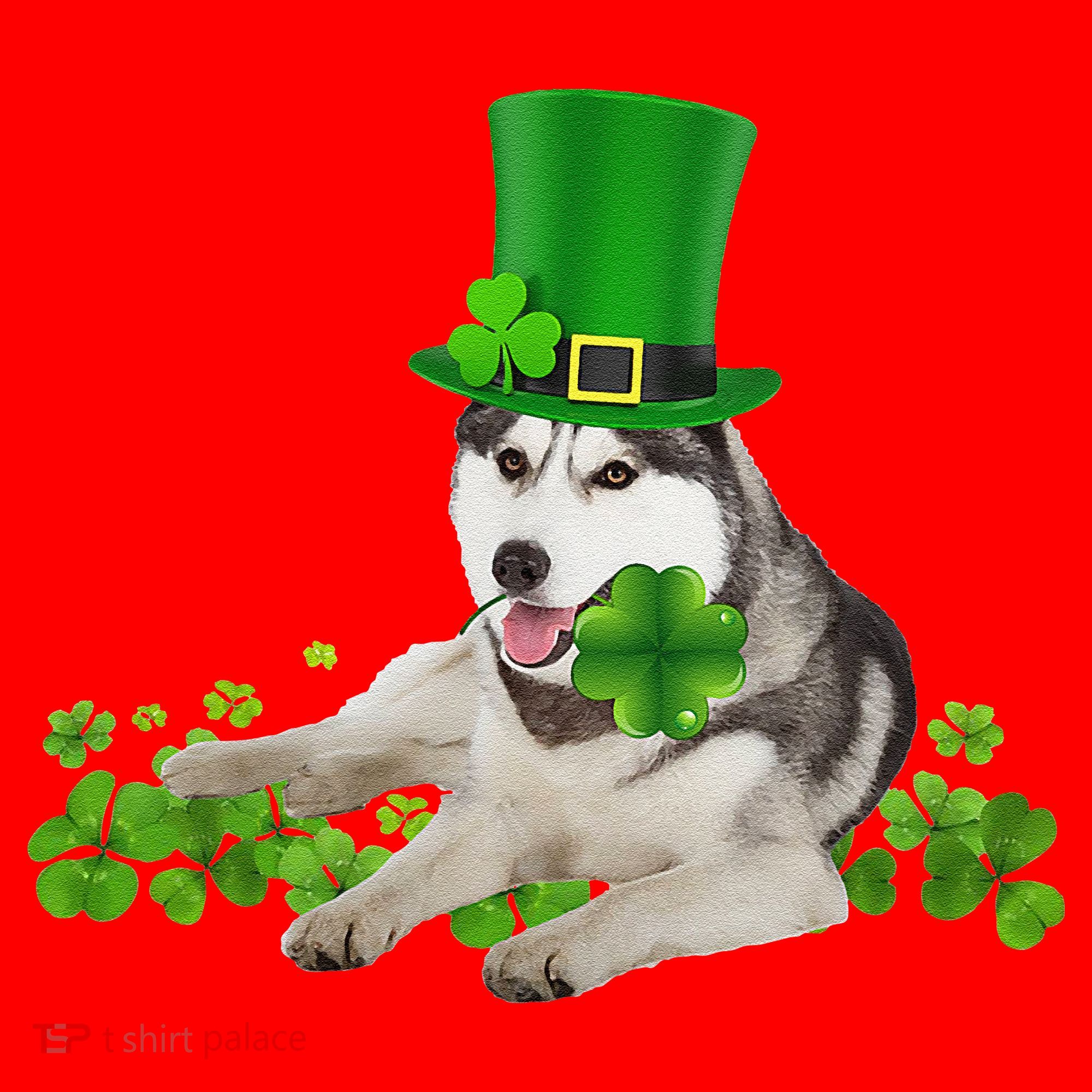 Husky Dog Shamrock St. Patrick's Day Saint Paddy's Irish Santa Hat