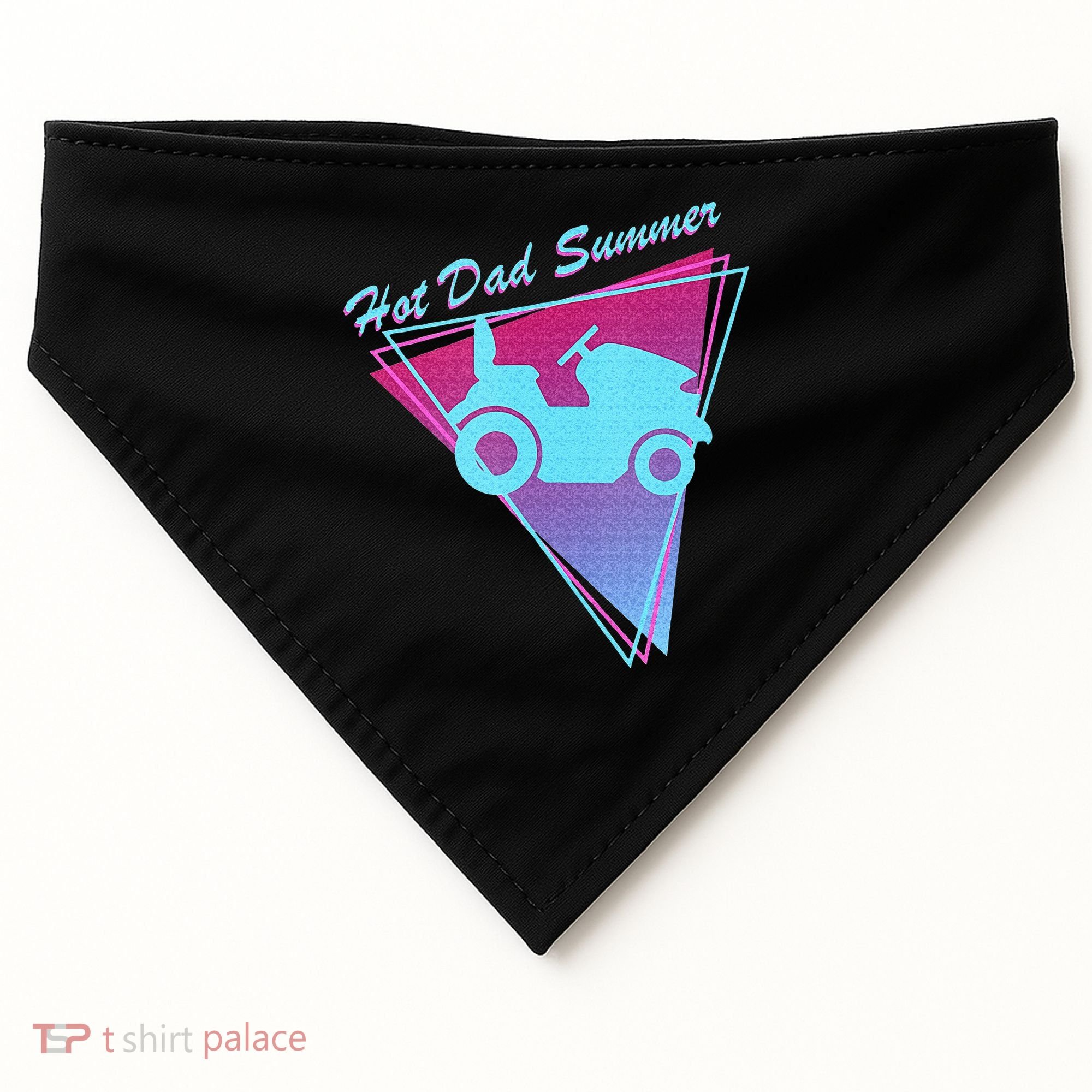 Hot Dad Summer Funny 80s Retro Riding Lawn Mower USA-Made Doggie Bandana