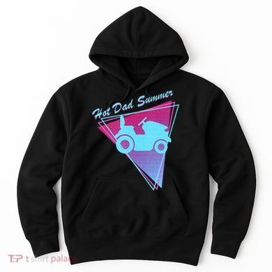 Hot Dad Summer Funny 80s Retro Riding Lawn Mower Hoodie