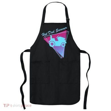 Hot Dad Summer Funny 80s Retro Riding Lawn Mower Apron