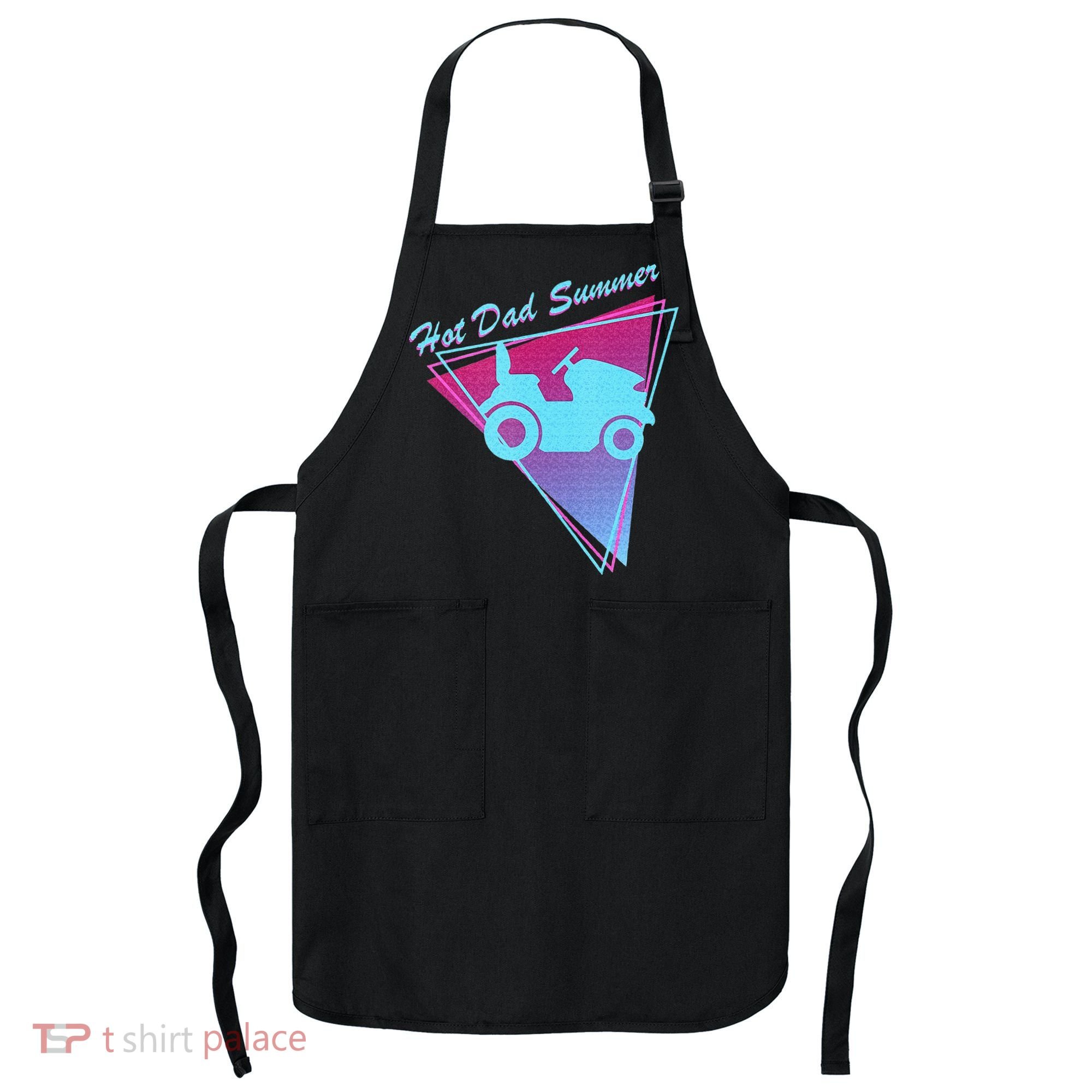 Hot Dad Summer Funny 80s Retro Riding Lawn Mower Apron