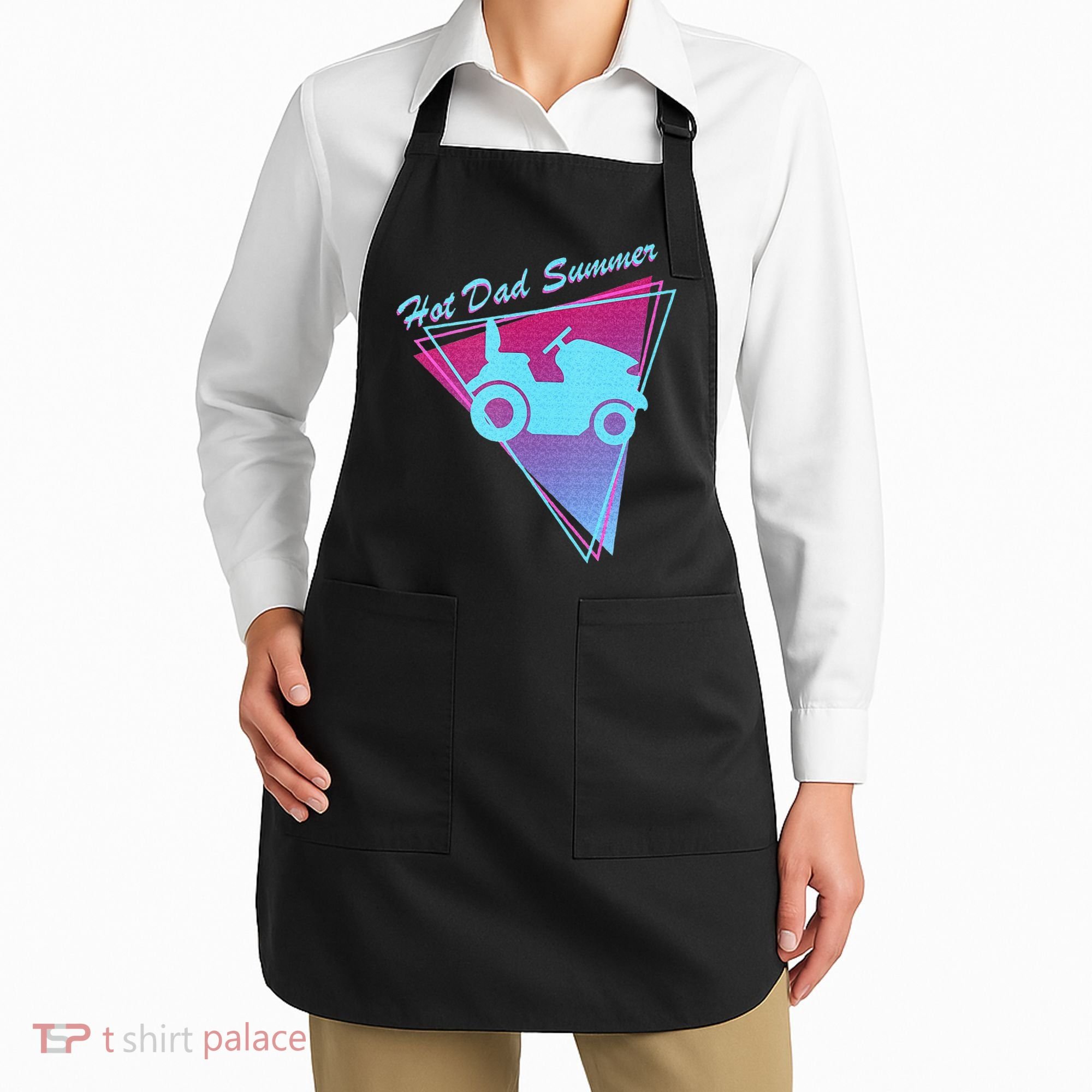 Hot Dad Summer Funny 80s Retro Riding Lawn Mower Apron