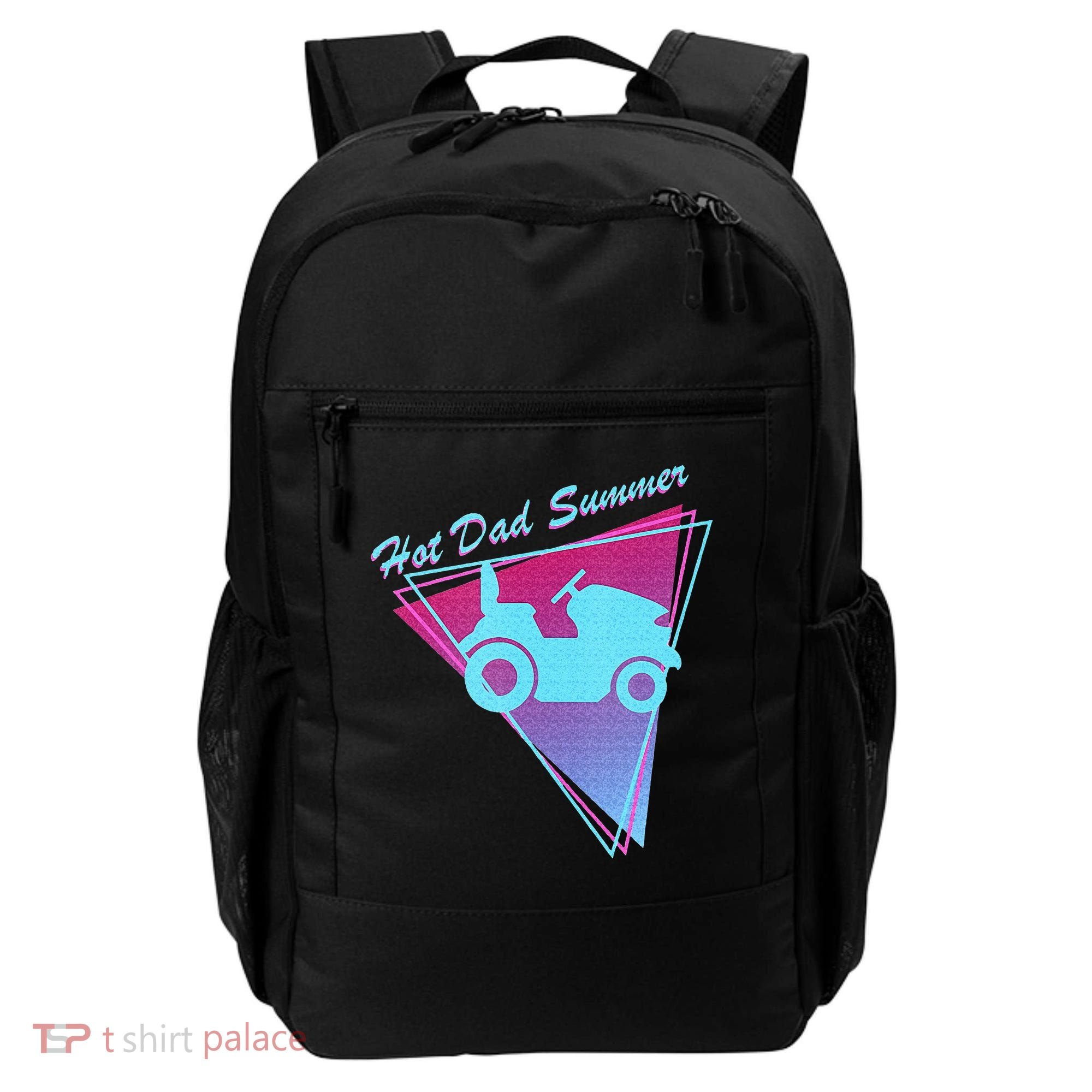Hot Dad Summer Funny 80s Retro Riding Lawn Mower Backpack