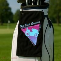 Hot Dad Summer Funny 80s Retro Riding Lawn Mower Golf Towel thumb 2