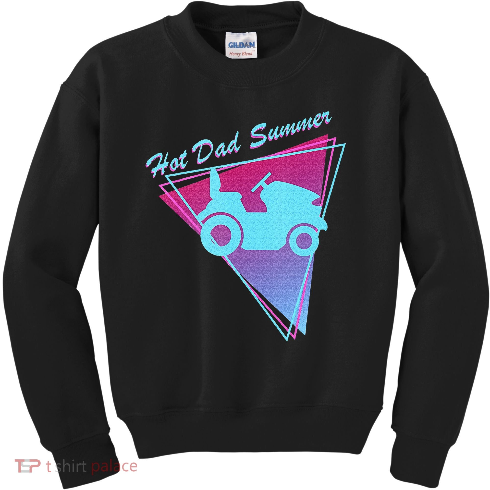 Hot Dad Summer Funny 80s Retro Riding Lawn Mower Kids Sweatshirt