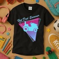 Hot Dad Summer Funny 80s Retro Riding Lawn Mower Kids T-Shirt thumb 3