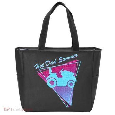 Hot Dad Summer Funny 80s Retro Riding Lawn Mower Tote Bag