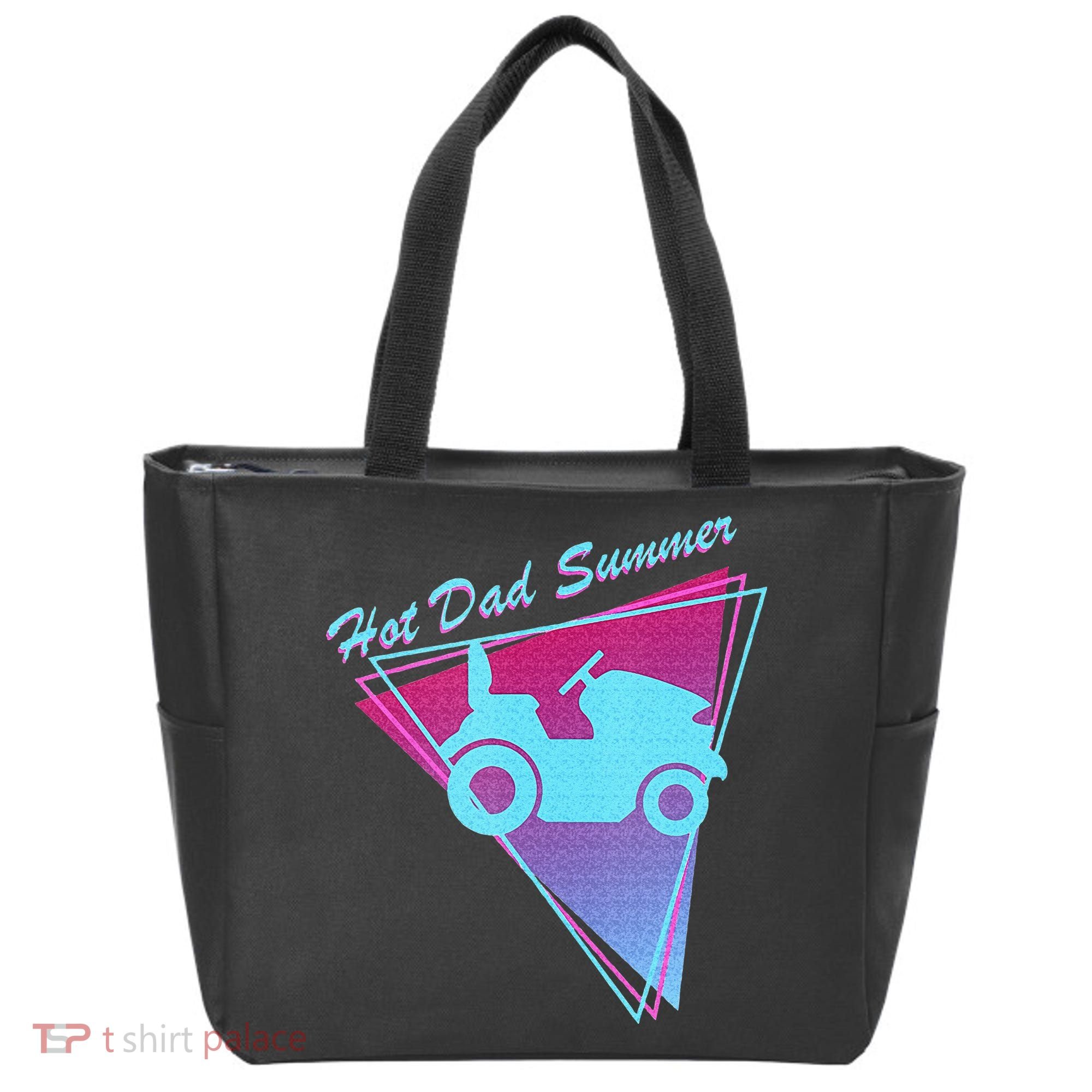 Hot Dad Summer Funny 80s Retro Riding Lawn Mower Tote Bag