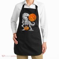 Halloween Dinosaur Skeleton T rex Scary Pumpkin Moon Apron thumb 2