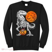 Halloween Dinosaur Skeleton T rex Scary Pumpkin Moon Sweatshirt thumb 0