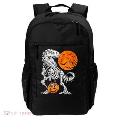 Halloween Dinosaur Skeleton T rex Scary Pumpkin Moon Backpack