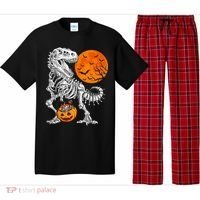 Halloween Dinosaur Skeleton T rex Scary Pumpkin Moon Pajama Set thumb 0