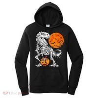 Halloween Dinosaur Skeleton T rex Scary Pumpkin Moon Women's Hoodie thumb 0