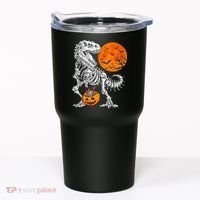 Halloween Dinosaur Skeleton T rex Scary Pumpkin Moon Tumbler thumb 0