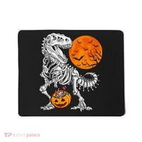 Halloween Dinosaur Skeleton T rex Scary Pumpkin Moon Mousepad thumb 0