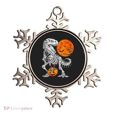 Halloween Dinosaur Skeleton T rex Scary Pumpkin Moon Ornament