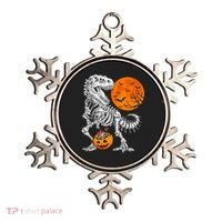 Halloween Dinosaur Skeleton T rex Scary Pumpkin Moon Ornament thumb 0