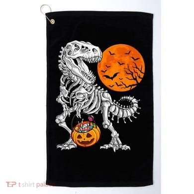 Halloween Dinosaur Skeleton T rex Scary Pumpkin Moon Golf Towel
