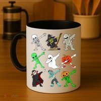 Halloween Dabbing Skeleton Witch And Monsters Coffee Mug thumb 4