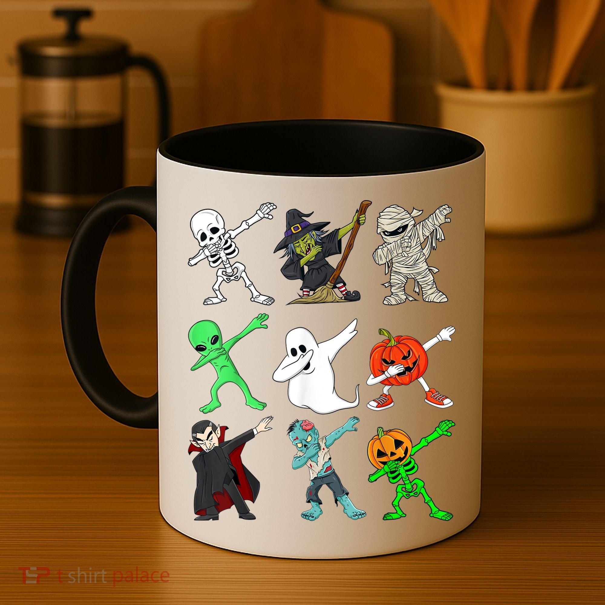 Halloween Dabbing Skeleton Witch And Monsters Coffee Mug