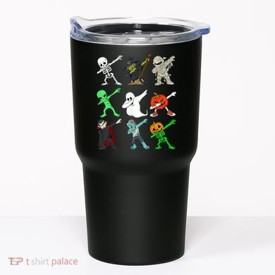 Halloween Dabbing Skeleton Witch And Monsters Tumbler