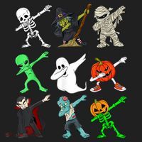 Halloween Dabbing Skeleton Witch And Monsters Tumbler thumb 3