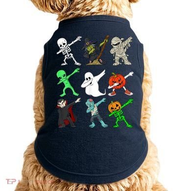 Halloween Dabbing Skeleton Witch And Monsters Doggie Tank