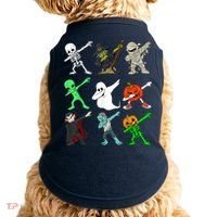 Halloween Dabbing Skeleton Witch And Monsters Doggie Tank thumb 0