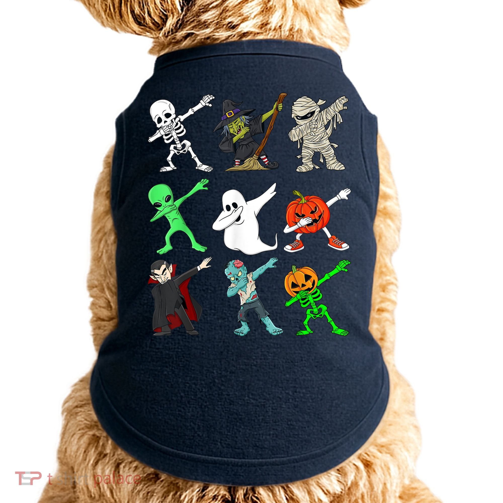 Halloween Dabbing Skeleton Witch And Monsters Doggie Tank