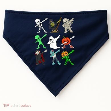 Halloween Dabbing Skeleton Witch And Monsters USA-Made Doggie Bandana