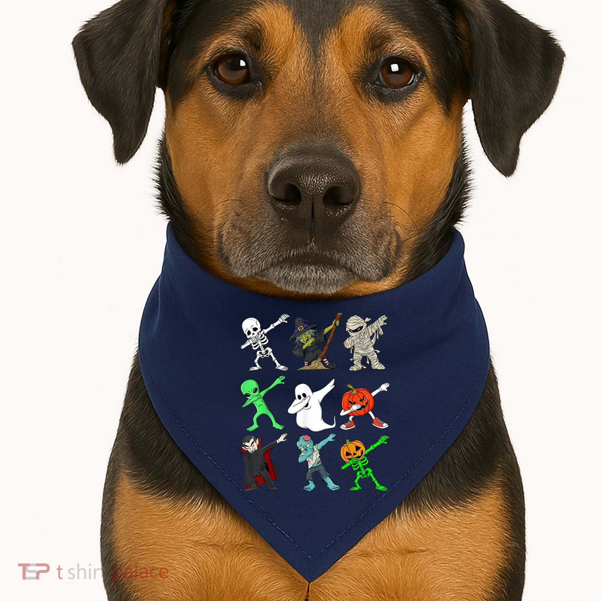 Halloween Dabbing Skeleton Witch And Monsters USA-Made Doggie Bandana