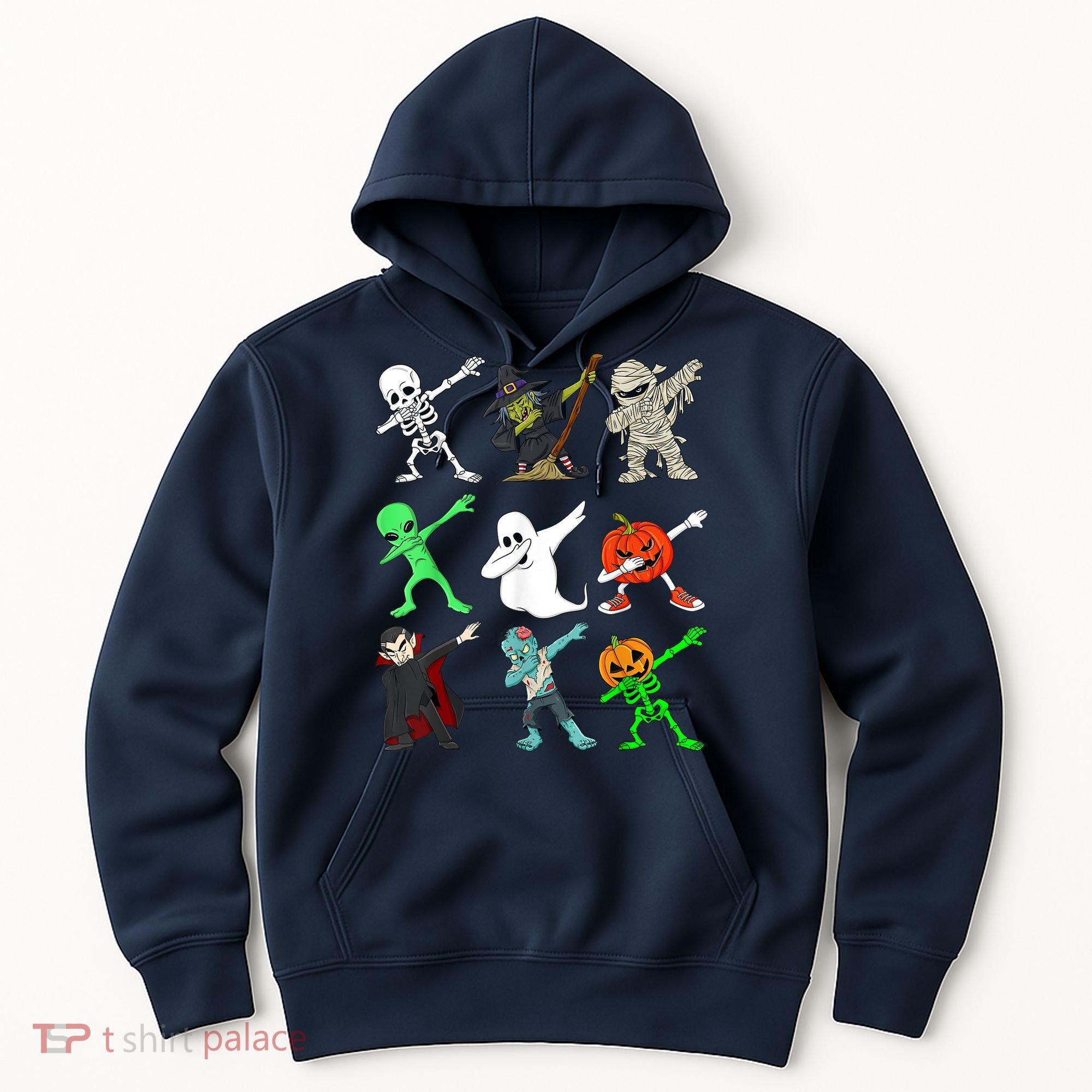 Halloween Dabbing Skeleton Witch And Monsters Hoodie