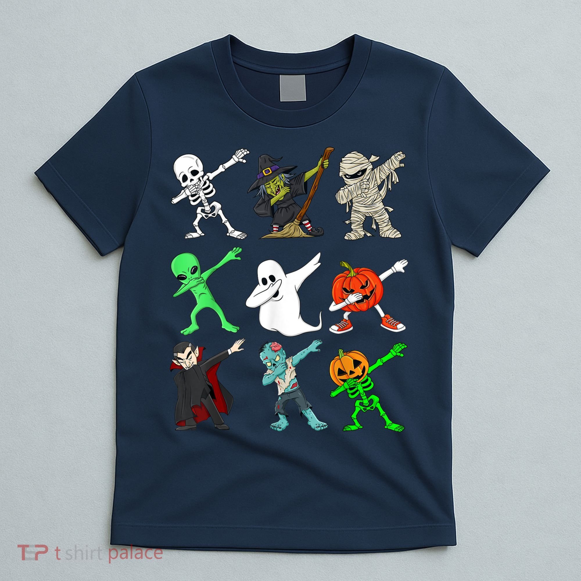 Halloween Dabbing Skeleton Witch And Monsters T-Shirt